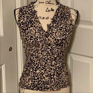 RAFAELLA V-Neck Animal Print Pullover Top …